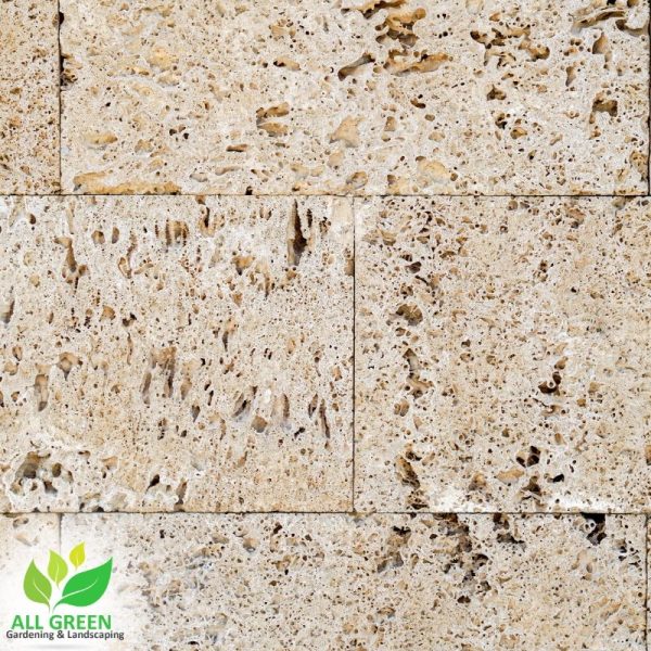 The image presents limestone retaining walls.