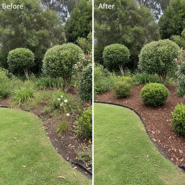 Before and after of an overgrown Sydney garden tidy-up