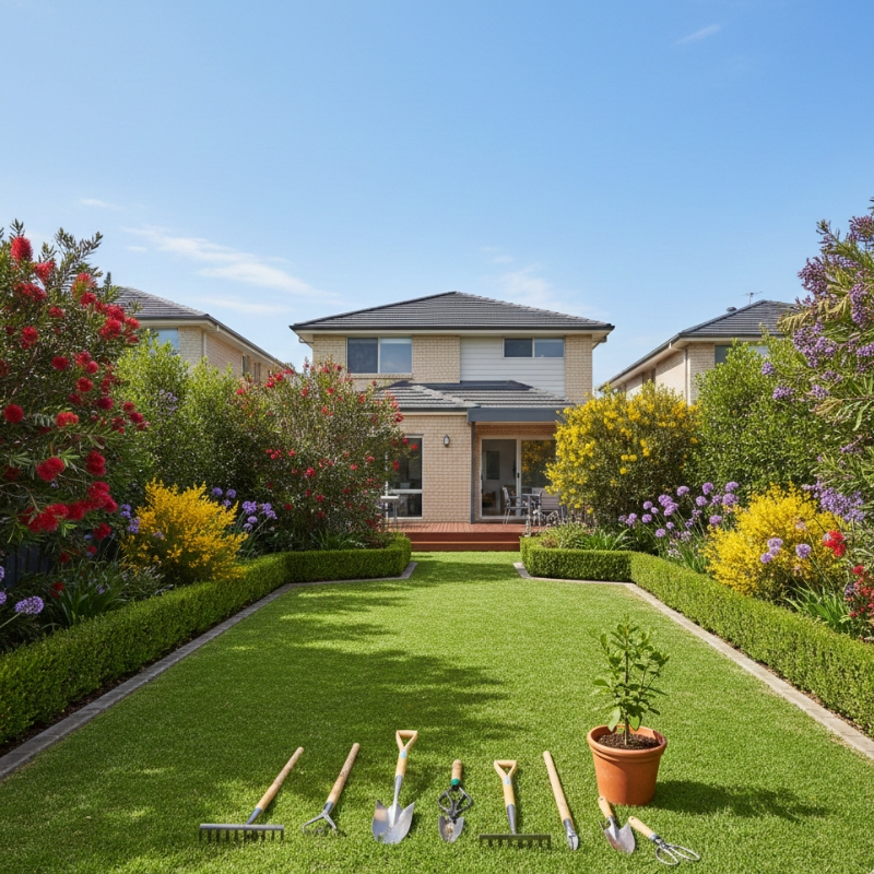 Well-maintained residential garden in Sydney with healthy lawn and trimmed hedges