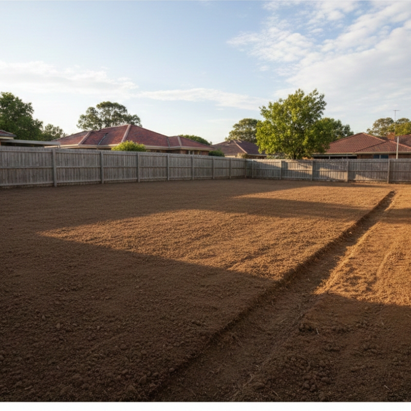 Yard preparation before new turf goes down in Sydney