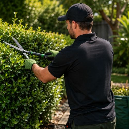 Licensed gardener performing garden clean-up in Sydney’s western suburbs