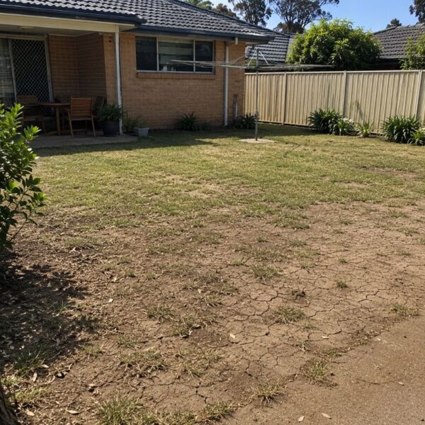 Flat firm-clay block in Auburn before landscaping