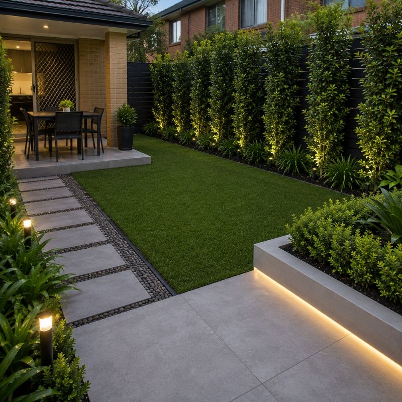 Screened compact yard on an Auburn block