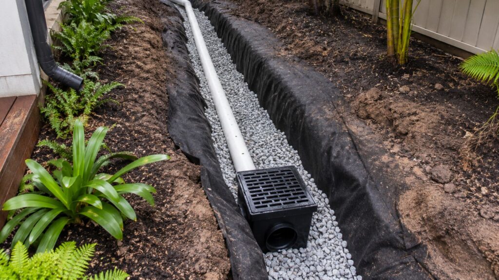 Drainage being installed on a damp Bayside block over a high water table