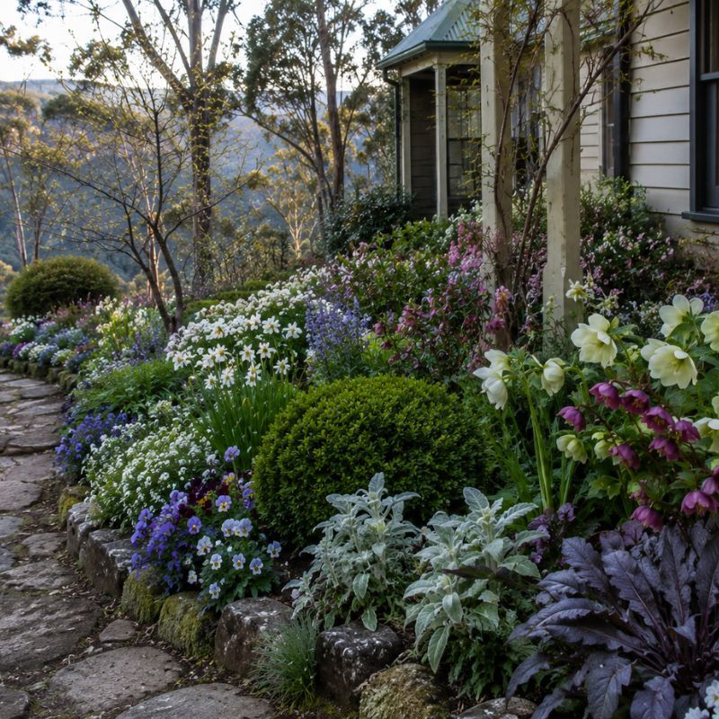Cool-climate cottage border in a Blue Mountains garden