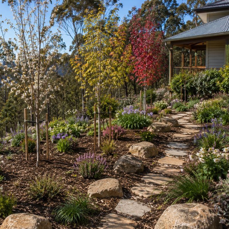 Deciduous tree planting in a Blue Mountains garden
