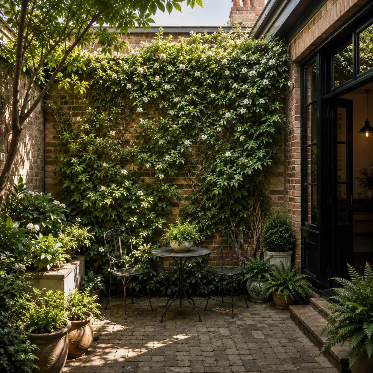 Climber softening a wall in an Inner West courtyard