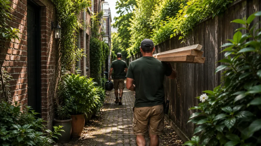 Working through tight laneway access on an Inner West build