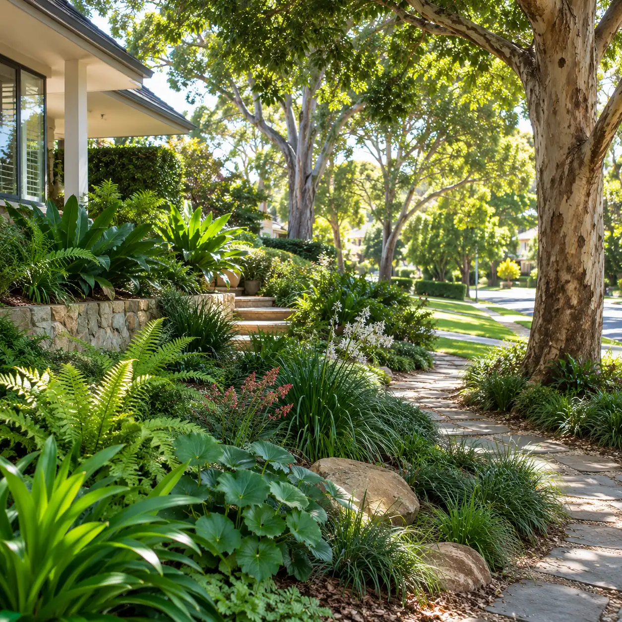 Understorey garden planted beneath protected canopy in Ku-ring-gai