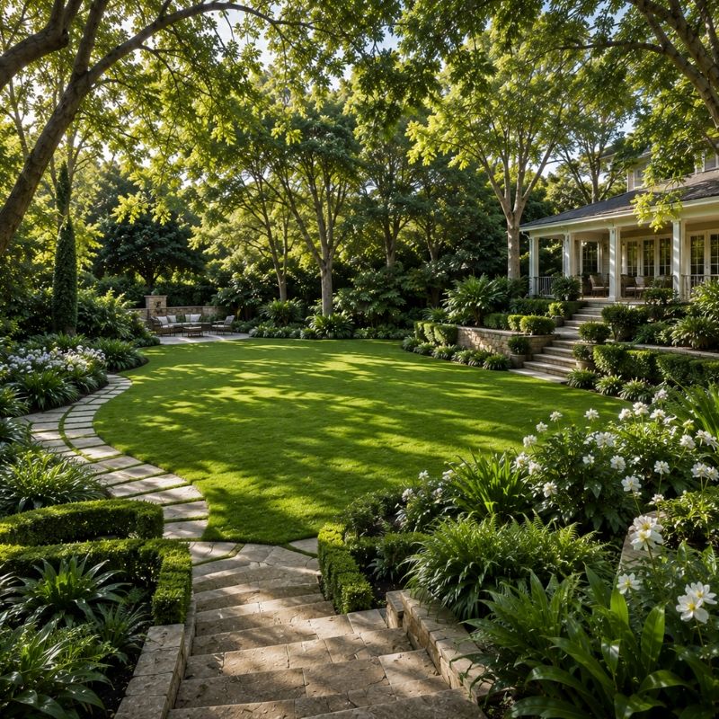 Whole-garden composition on a large North Shore block