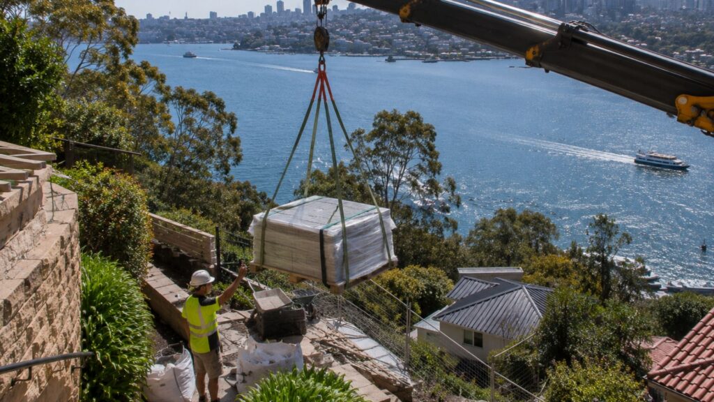 Craning materials to a tight-access North Sydney block mid-project