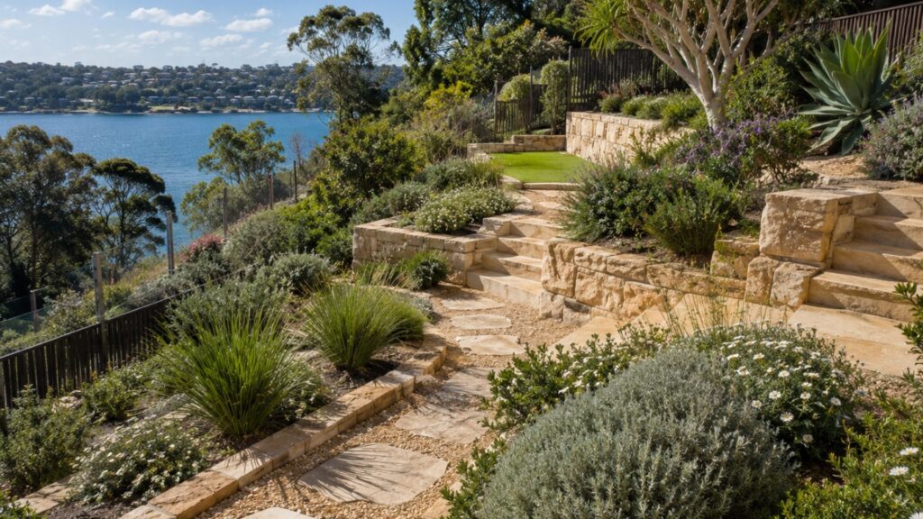 Terracing under way on a steep Sutherland Shire waterfront block