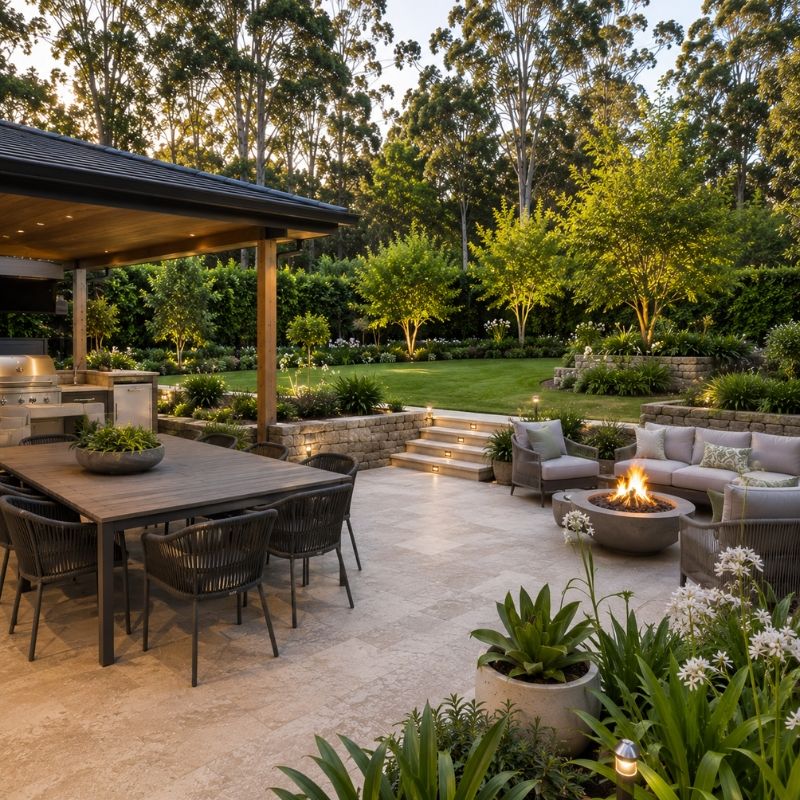 Outdoor entertaining zone in a large Hills Shire garden