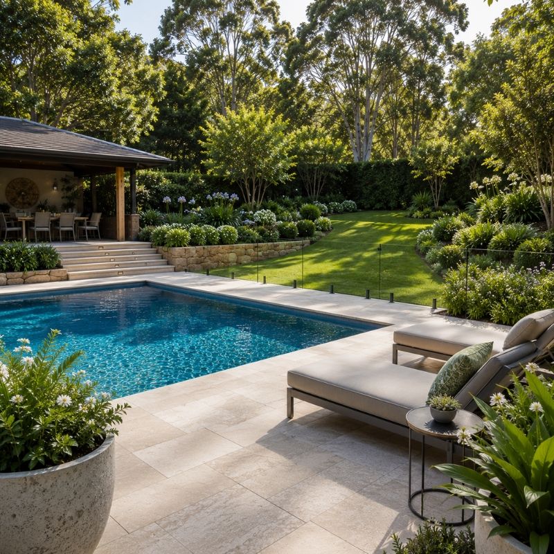 Pool surround and planting on a large Hills block