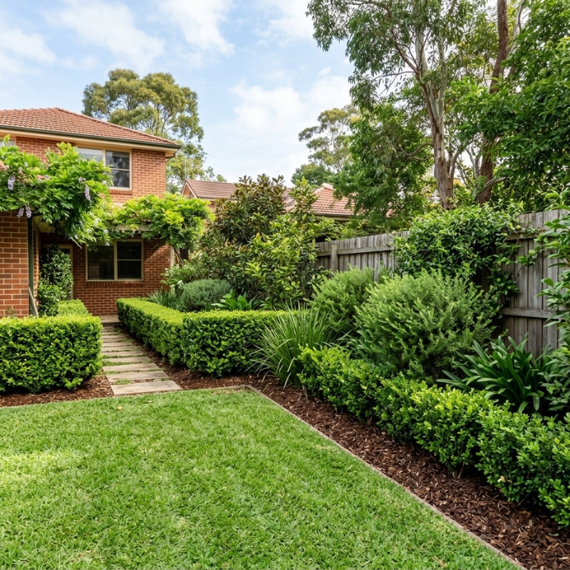 Well-maintained Sydney garden bed and hedges